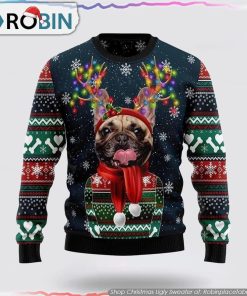Cool French Bulldog Ugly Christmas Sweater, Pet Lover Christmas Sweater