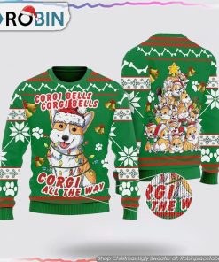 Corgi Dog Bells Christmas Christmas Ugly Sweater Dog Lover Christmas Sweater