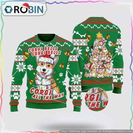 Corgi Dog Bells Christmas Christmas Ugly Sweater Dog Lover Christmas Sweater
