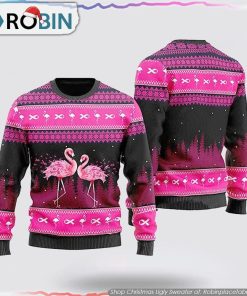 Couple Flamingo Breast Cancer Christmas Ugly Sweater