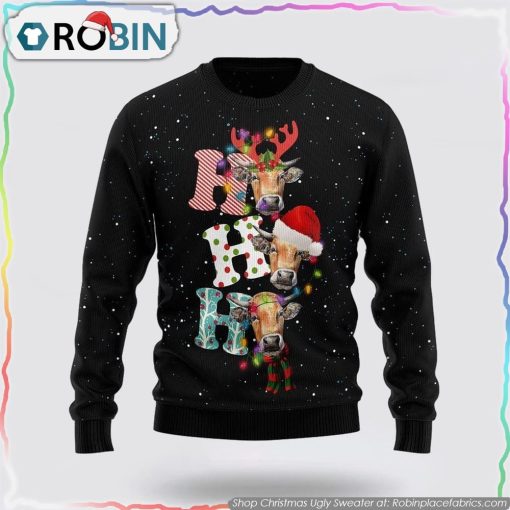 Cow Ho Ho Ho Christmas Ugly Sweater Gifts For Pet Lover