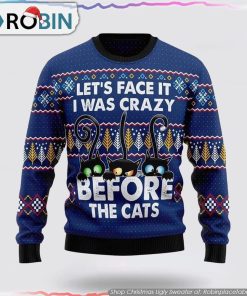 Crazy Cat Ugly Christmas Sweater Cat Lover Christmas Sweater