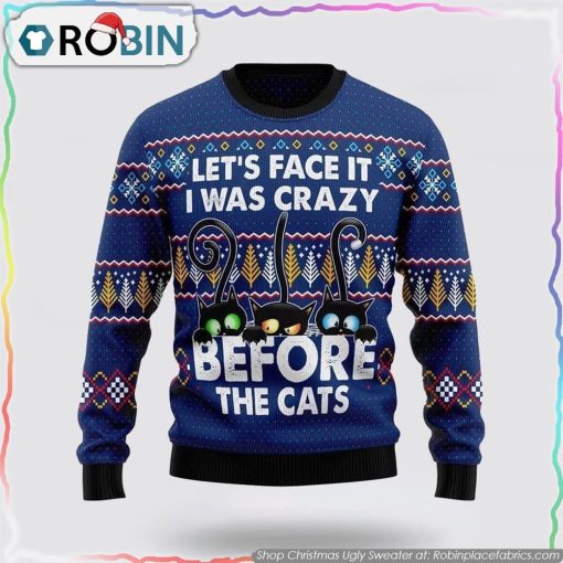 Crazy Cat Ugly Christmas Sweater Cat Lover Christmas Sweater