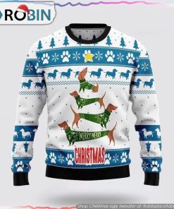 Cute Dachshund Dog Christmas Ugly Sweater Dog Lover Christmas Sweater