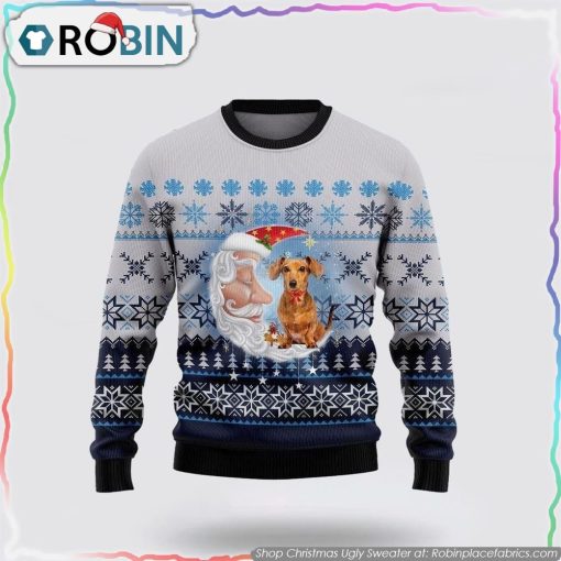 Dachshund Dog Love Santa Moon Ugly Christmas Sweater Dog Lover Christmas Sweater