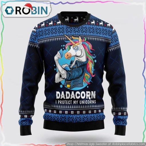 Dadacorn Protector Of My Unicorns Ugly Christmas Sweater