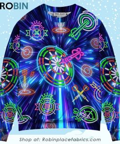 Dart Neon Light Sign Awesome Christmas Ugly Sweater, Sweatshirt