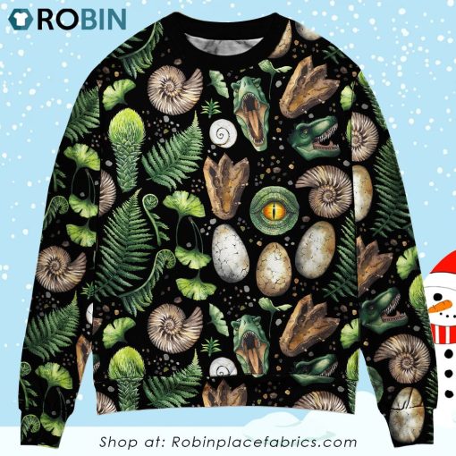 Dinosaur Amazing Pieces Black Style Christmas Ugly Sweater, Sweatshirt