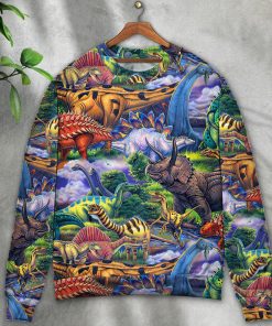 Dinosaur Art Coloful Style Christmas Ugly Sweater, Sweatshirt