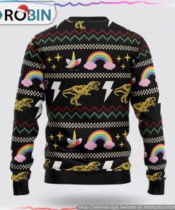 Dinosaur Unicorn Ride Hard Ugly Christmas Sweater