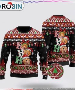 Dog Lover Golden Retriever Ho Ho Ho Ugly Christmas Sweater Dog Lover Christmas Sweater