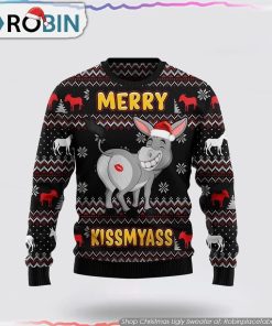 Donkeys Merry Kissmyass Ugly Christmas Sweater Gifts For Pet Lover