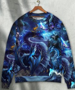 Dragon Blue Skull Fire Lightning Art Style Ugly Christmas Sweater Dragon Blue Skull Fire Lightning Art Style Ugly Christmas Sweater