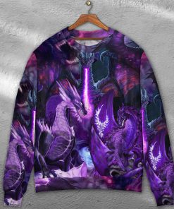 Dragon Dark Purple Lightning Art Style Christmas Ugly Sweater, Sweatshirt