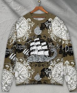 Dragon Old Ship Vintage Anchor Sea Life Ugly Christmas Sweater