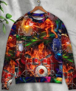 Drum Is My Life Fire Skull Colorful Style Christmas Ugly Sweater, Sweatshirt Drum Is My Life Fire Skull Colorful Style Christmas Ugly Sweater, Sweatshirt
