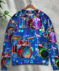 Drum Is My Life Light Neon Style Christmas Ugly Sweater, Sweatshirt