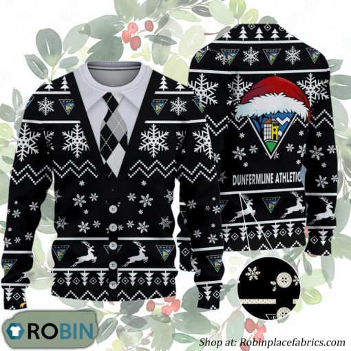 Dunfermline Athletic FC Scottish Professional Football League Ugly Christmas Sweater