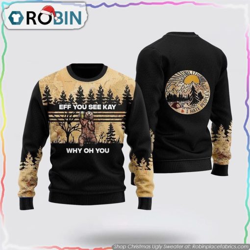 Eff Bear Beer You See Kay Why Oh You Christmas Ugly Sweater Gifts For Pet Lover
