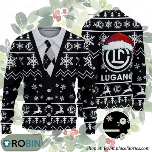 FC Lugano Swiss Football League Ugly Christmas Sweater
