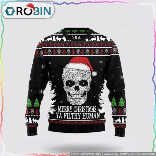 Festive Cat Skull Santa Sweater Trendy & Ugly Christmas Fashion