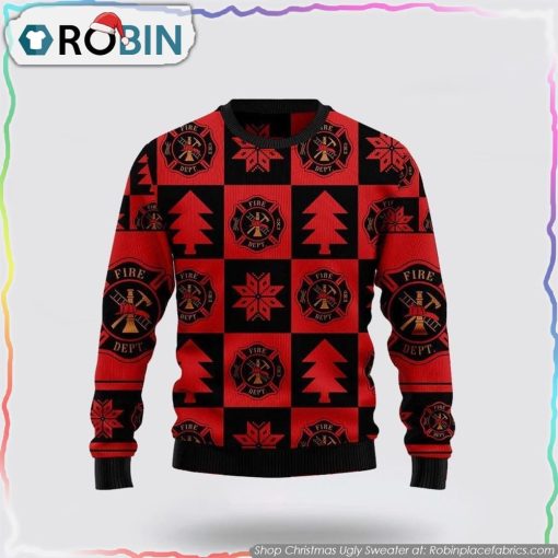 Firefighter Christmas Pattern Ugly Sweater Christmas Gifts For Firefighters