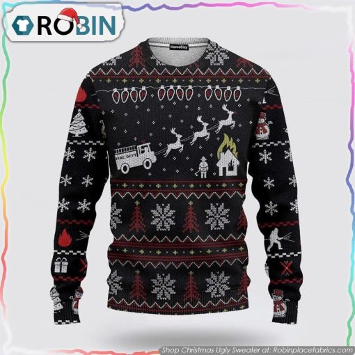 Firefighter Fire Dept Ugly Sweater Christmas Gifts For Firefighters