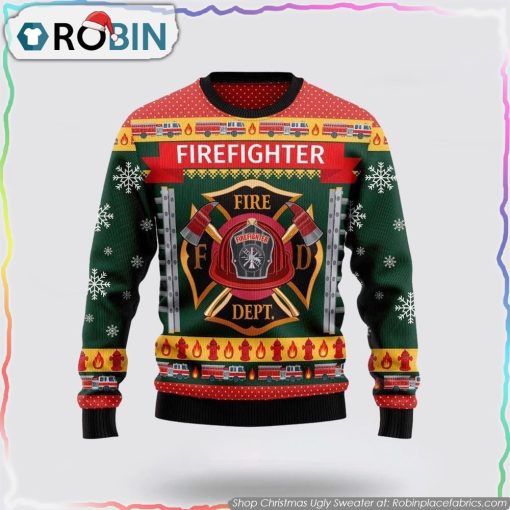Firefighter Xmas Christmas Ugly Sweater Christmas Gifts For Firefighters