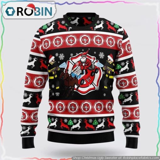 Fireman Firefighter Ugly Christmas Sweater Christmas Gifts For Firefighters
