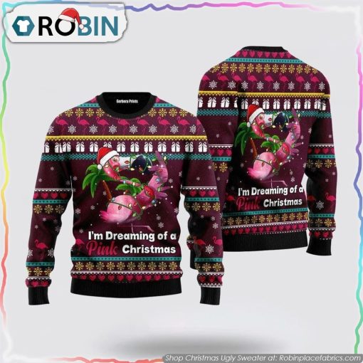 Flamingo Dream Of Pink Christmas Ugly Christmas Sweater