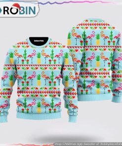 Flamingo Flamingle All The Way Pattern Christmas Ugly Sweater