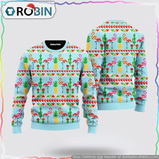 Flamingo Flamingle All The Way Pattern Christmas Ugly Sweater