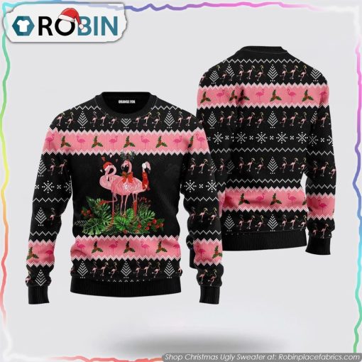 Flamingo Jingle Bell Tropical Christmas Ugly Sweater