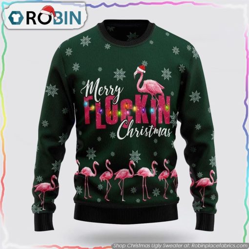 Flamingo Merry Flockin Christmas Christmas Ugly Sweater