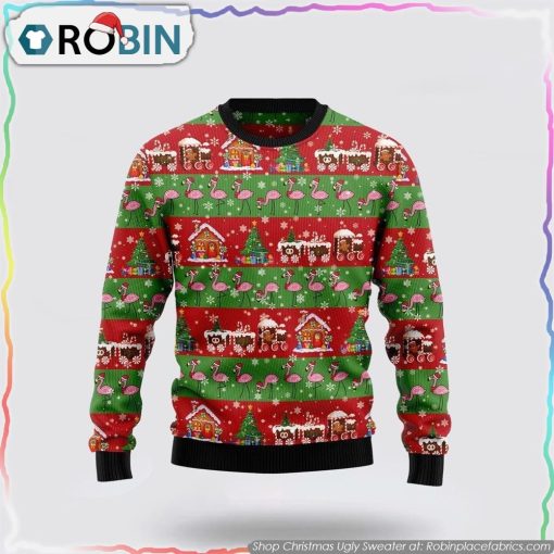 Flamingo Snow Ugly Christmas Sweater Gifts For Pet Lover