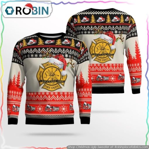 Florida Orlando Fire Dept 3D Ugly Christmas Sweater Christmas Gifts For Firefighters