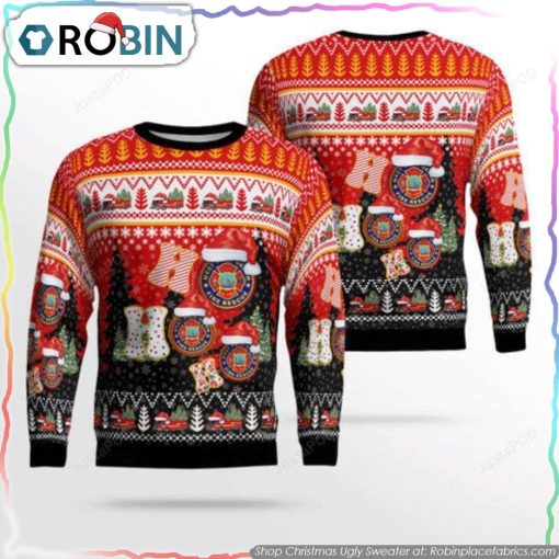 Florida, West Palm Beach Fire Department 3D Ugly Christmas Sweater Christmas Gifts For Firefighters