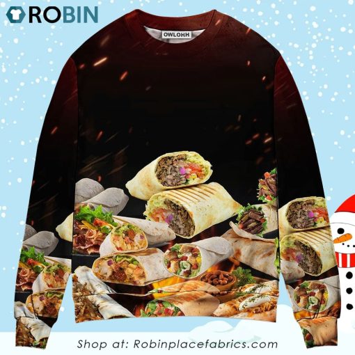 Food Burritos Fast Food Delicious Ugly Christmas Sweater