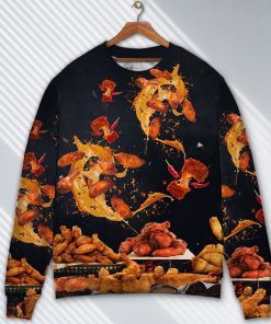 Food Chicken Wing Fast Food Delicious Christmas Ugly Sweater, Sweatshirt