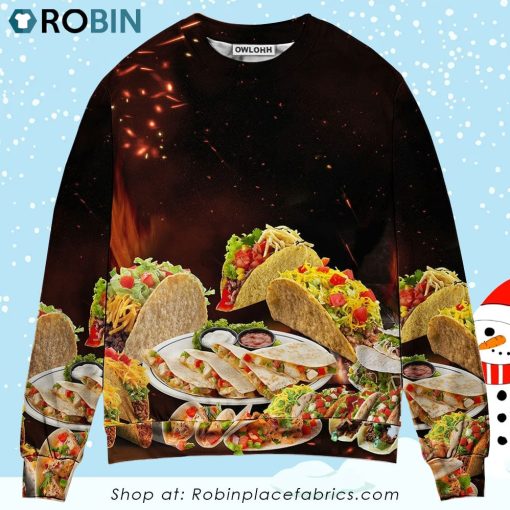 Food Tacos Fast Food Delicious Christmas Ugly Sweater, Sweatshirt