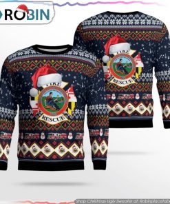Frederick County Fire & Rescue 3D Ugly Christmas Sweater Christmas Gifts For Firefighters