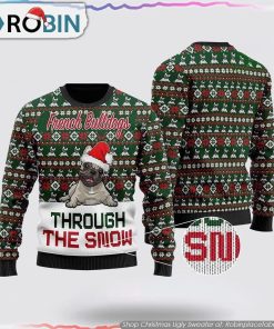 French Bulldogs Through The Snow Christmas Ugly Sweater Pet Lover Christmas Sweater