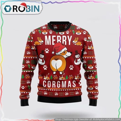 Funny Corgi Merry Corgmas Christmas Ugly Sweater 3D Pet Lover Christmas Sweater
