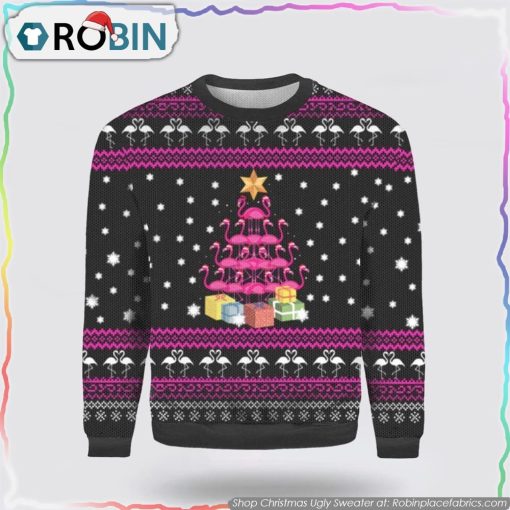 Funny Flamingo Tree Christmas Ugly Sweater