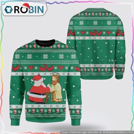 Funny Jesus & Santa Ugly Christmas Sweater Gifts For Christians