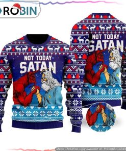 Funny Jesus Not Today Satan Ugly Christmas Sweater Gifts For Christians