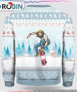 Funny Jesus Saves Hockey Ugly Christmas Sweater
