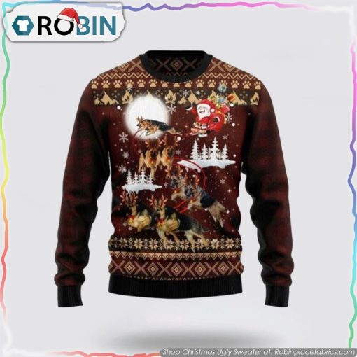 German Shepherd Dog Reindeers Car Ugly Christmas Sweater Dog Lover Christmas Sweater