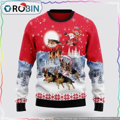 German Shepherd Santa Claus Ugly Christmas Sweater
