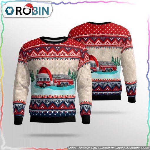 Get Festive With Georgia Columbus Fire And EMS Ugly Christmas Sweater Christmas Gifts For Firefighters